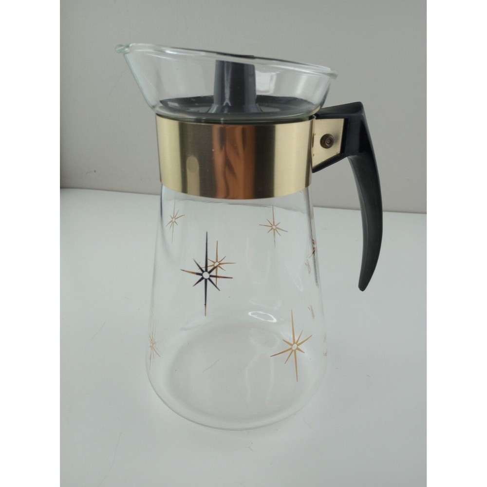 Vintage Corning Ware Atomic Starburst 6 Cup Glass Coffee Tea Pot Carafe